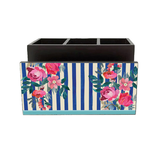 Stripes And Petal Cutlery Stand with Tissue Paper Holder.