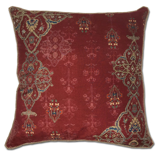 Ornate Mughal boota Rust Jaal cushion cover