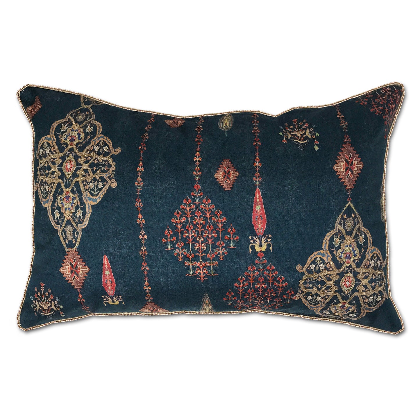 Ornate Mughal Boota Deep blue long cushion cover