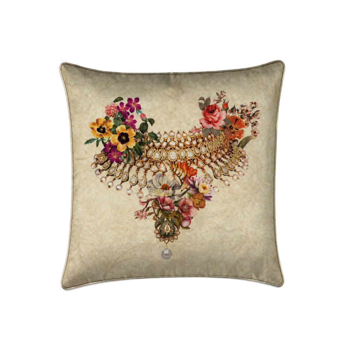 Floral Jewel Necklace Cushion Cover Small