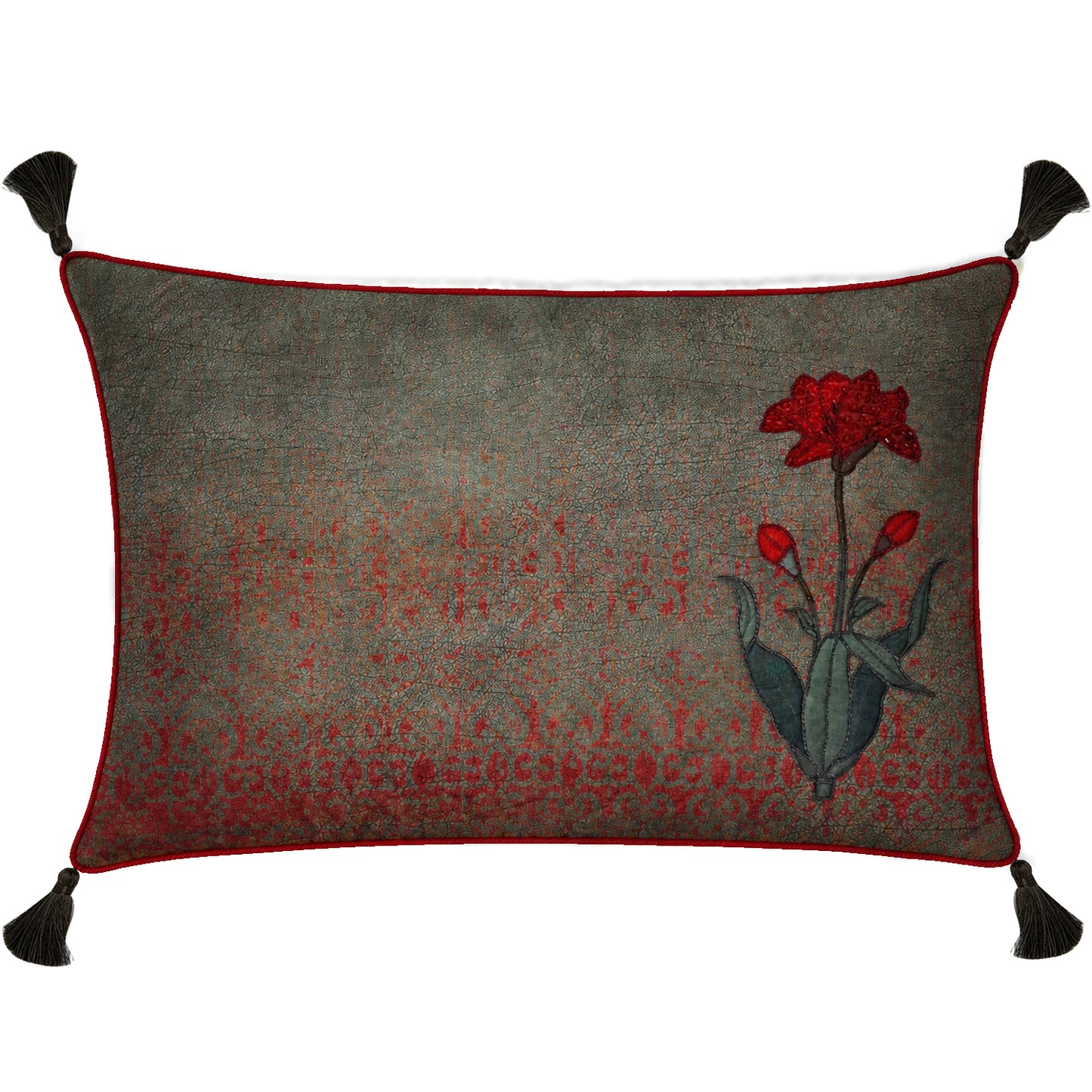 Tulip Opulence Embroidered Cushion Cover Long