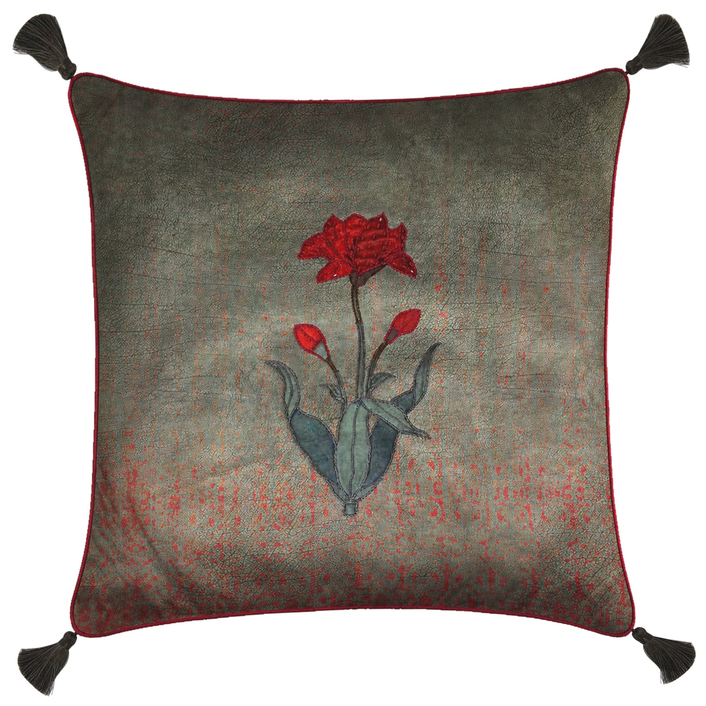 Tulip Opulence Embroidered Cushion Cover