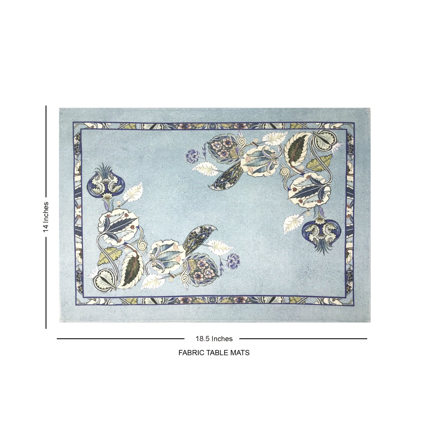 Azure Foliage Cotton Fabric Table mats (set of 2)