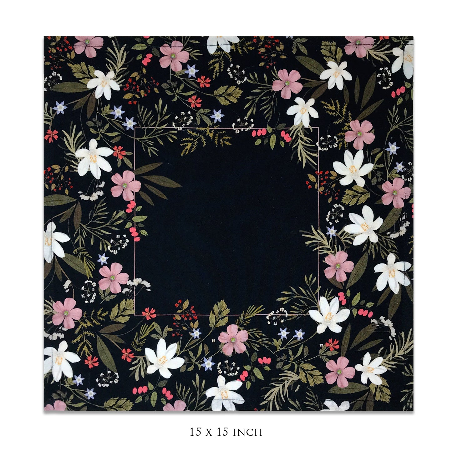Midnight Blooms Set Of 6 Table Napkins