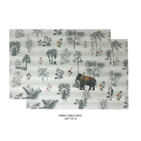 Majestic Elephant Cotton Fabric Table mats (set of 2)