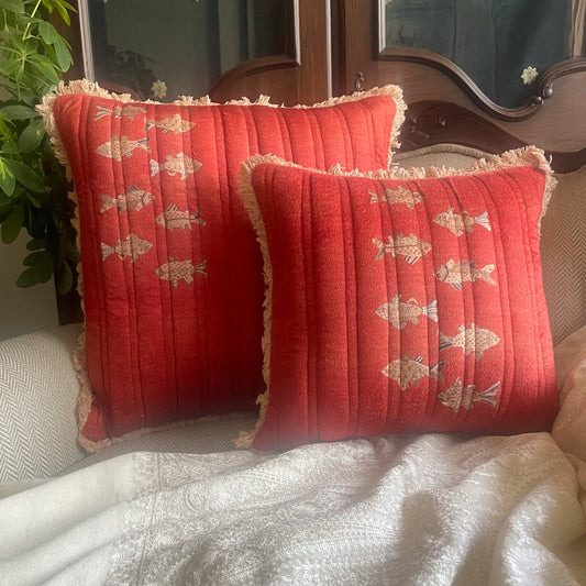 Quilted Little Fishes Cluster Cushion Cover Small