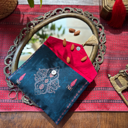 Ornate Mughal Boota Deep Blue Gift Envelope - Medium