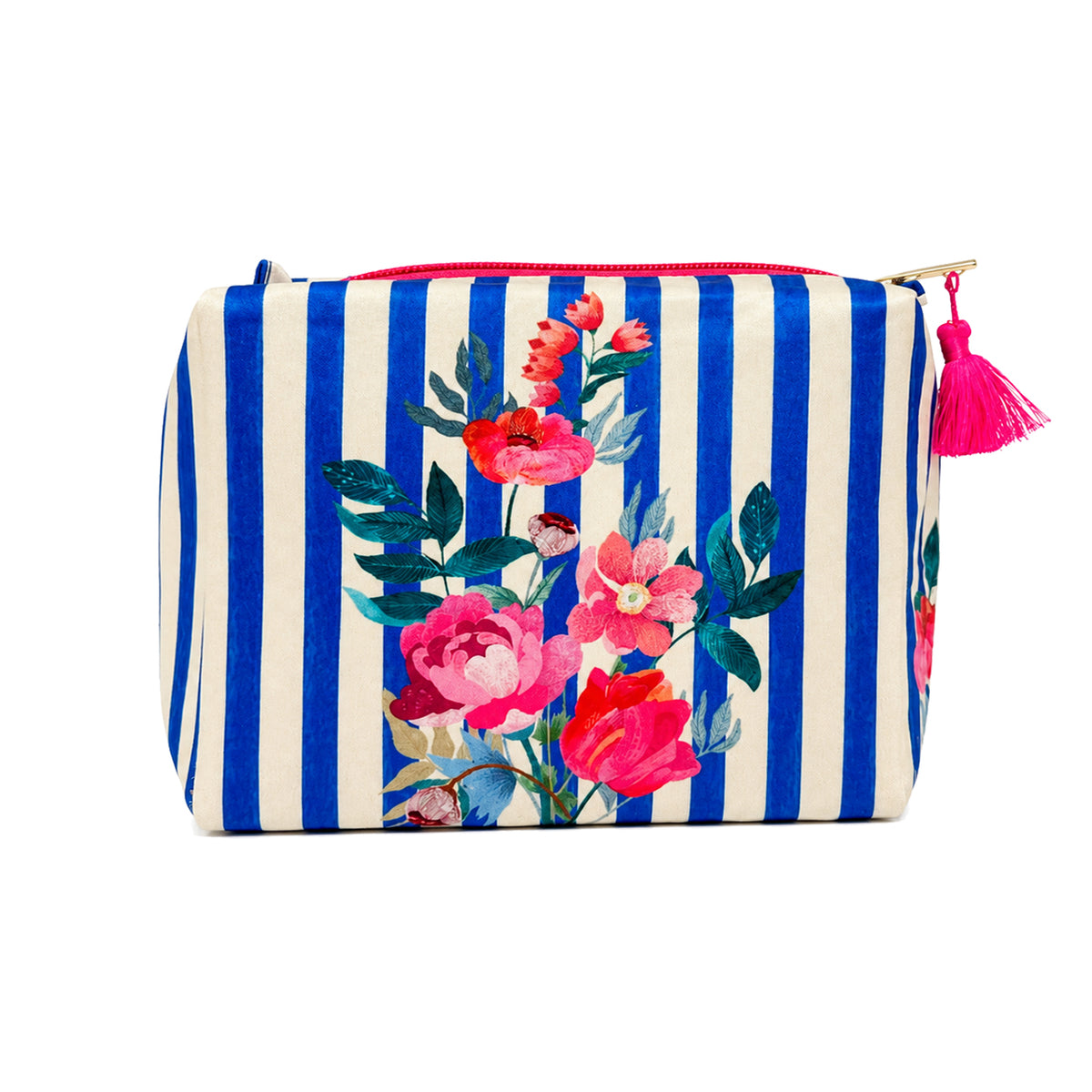 Stripes And Petal Square Pouch - Large