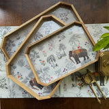 Majestic Elephant Wooden Tray Set
