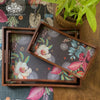 Midnight Foliage Wooden Tray Set