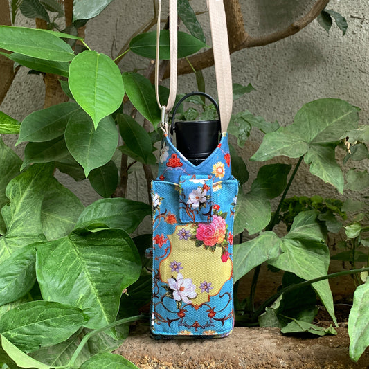 Floral Grunge Water Bottle sling with Mobile Holder