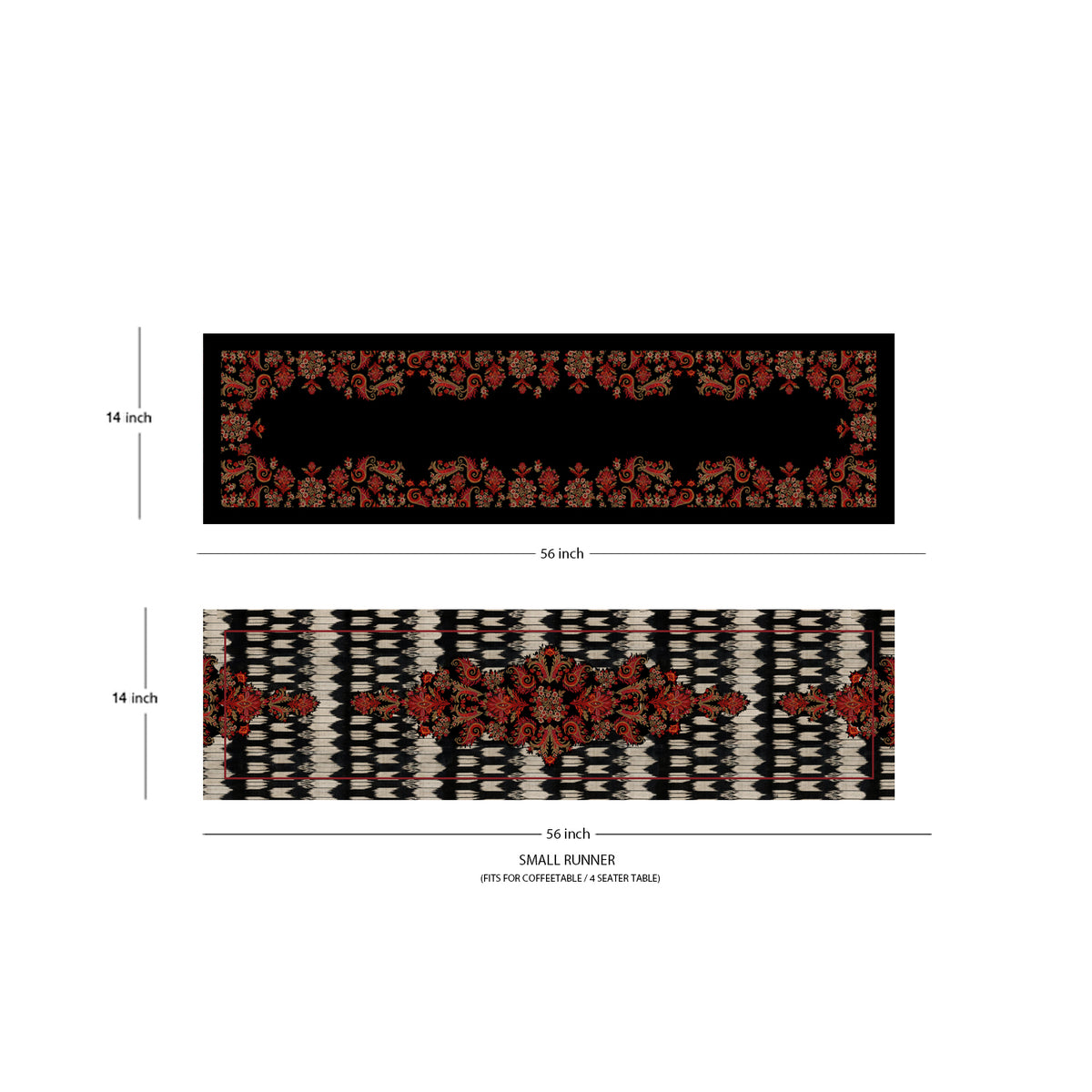 Black & White Paisley Reversible Table Runner