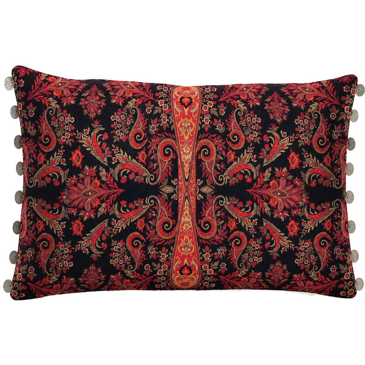 Black & White Paisley Cushions Cover With Coins Long