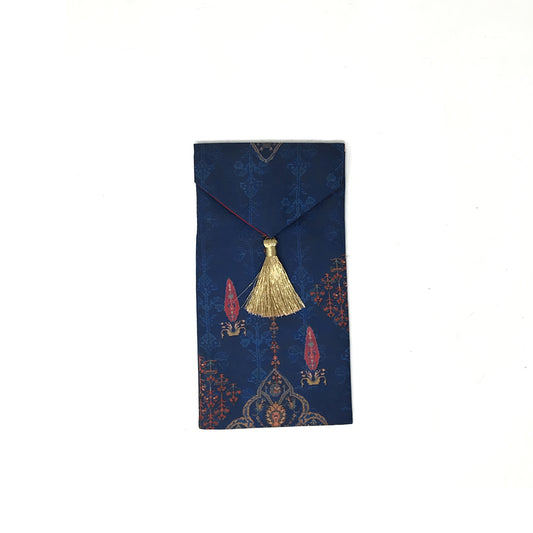 Ornate Blue Mughal Boota Rust Gift Envelope - Small