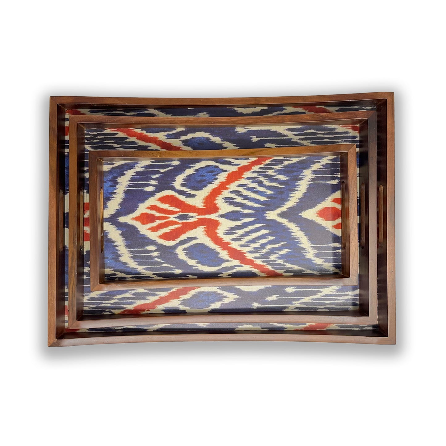 Indigo Rhythm Ikat Tray Set