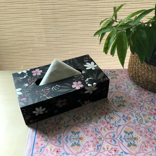 Midnight Blooms Tissue Box