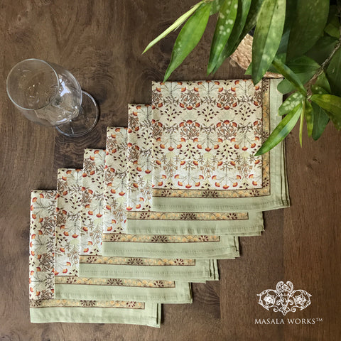 Delicate Floral  Set Of 6 Table Napkins
