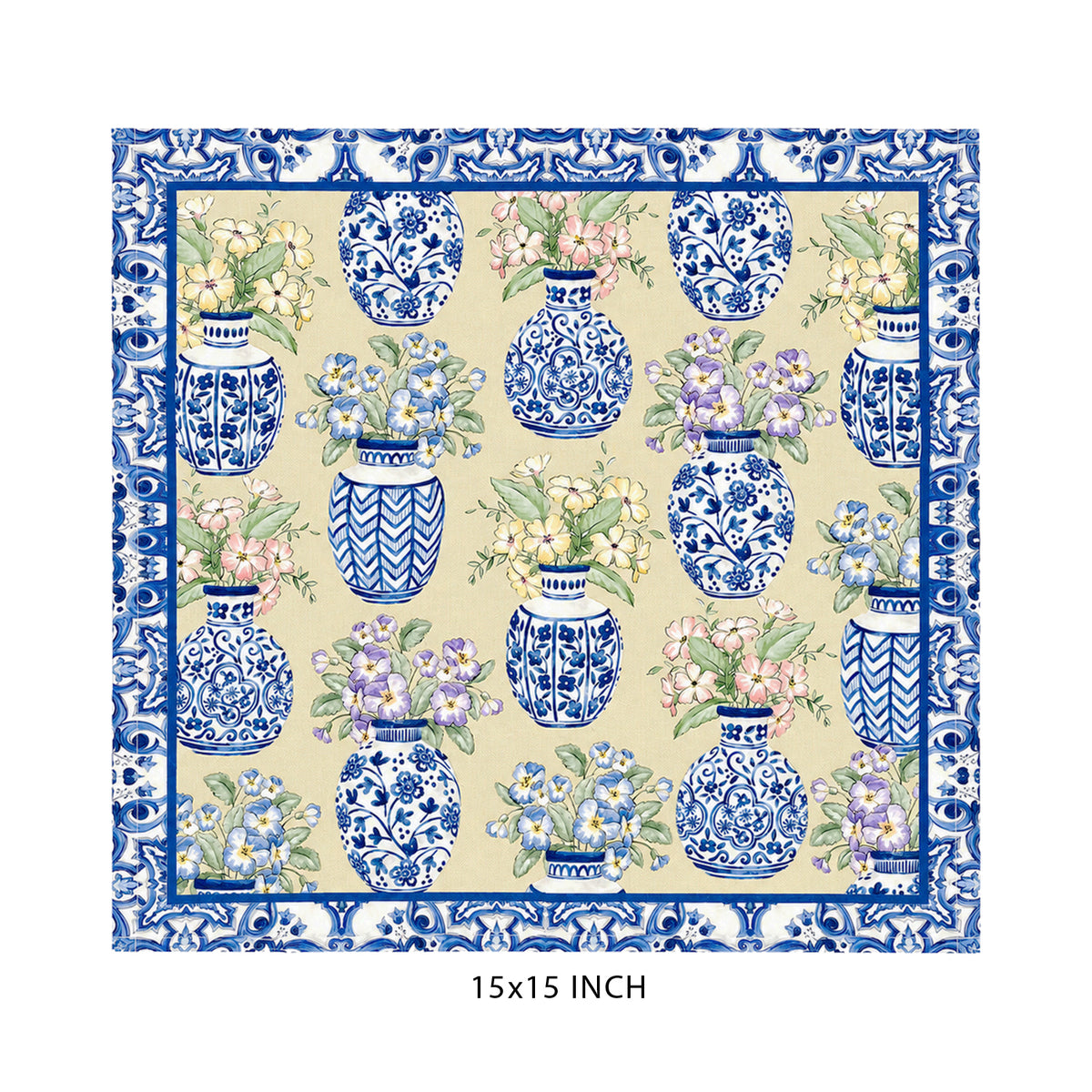 Blue Pottery Set Of 6 Table Napkins