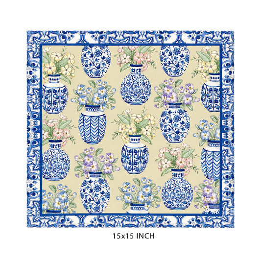 Blue Pottery Set Of 6 Table Napkins
