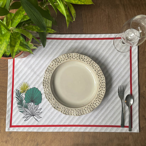 Palm Leaf Cotton Fabric Table mats (set of 2)