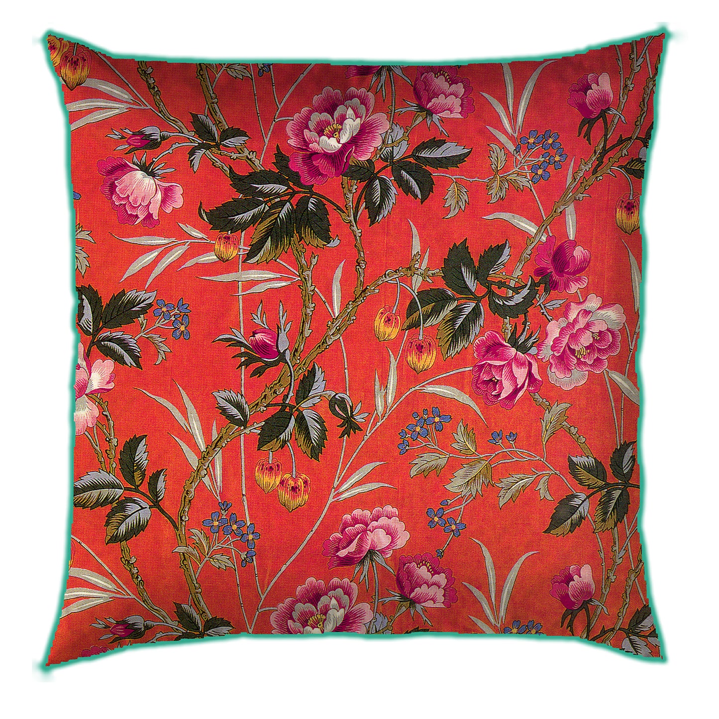 Floral Bahaar (Orange) Cushion Cover