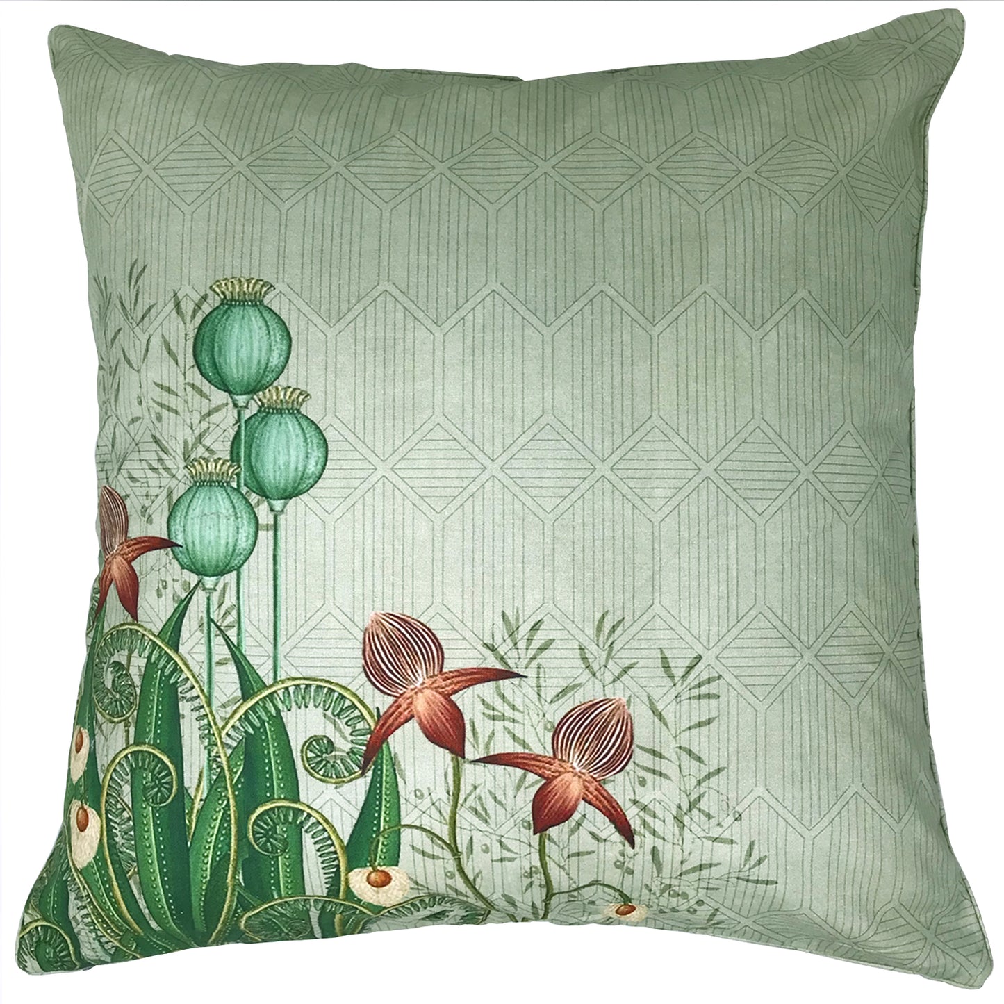 Tropical Blooms Mint Cushion