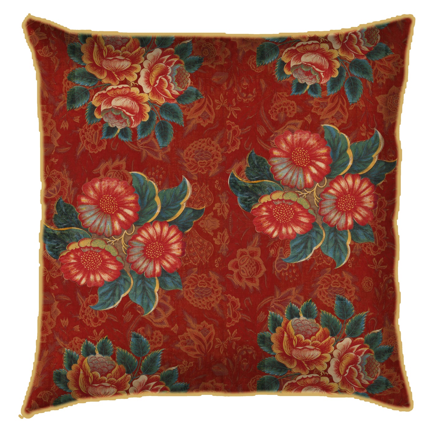 Maroon Floral Bunches Cushion Cover - last Piece