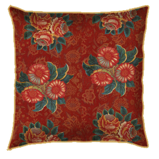 Maroon Floral Bunches Cushion Cover - last Piece