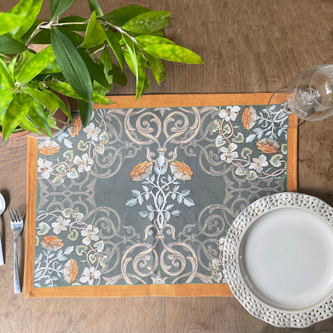 Floral Grunge Cotton Fabric Table mats (set of 2)