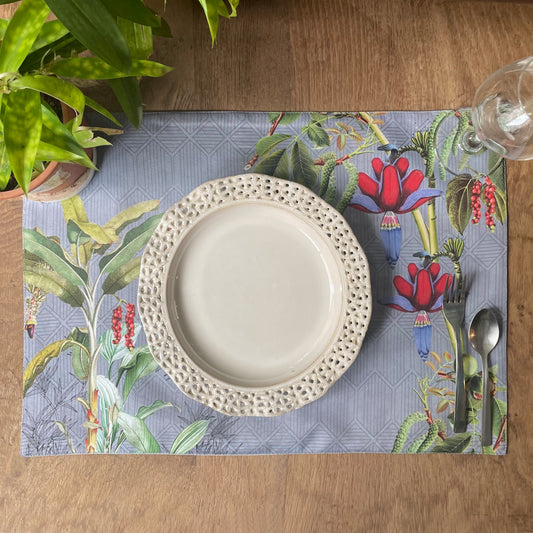Tropical Blooms Fabric Table mats (set of 2- 1 Set in stock)