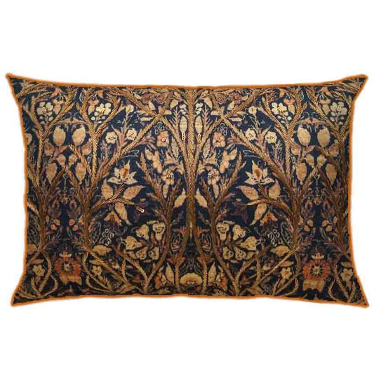 Black Kalamkari Jaal Embroidered Cushion Cover