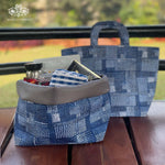 Shibori Printed Roll down Bag/Basket