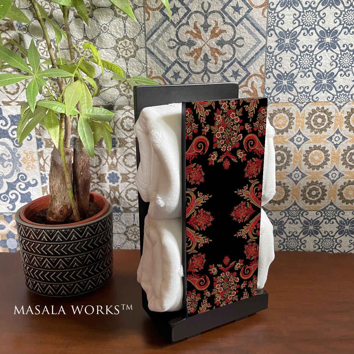 Black Paisley Cloth Napkin Stand