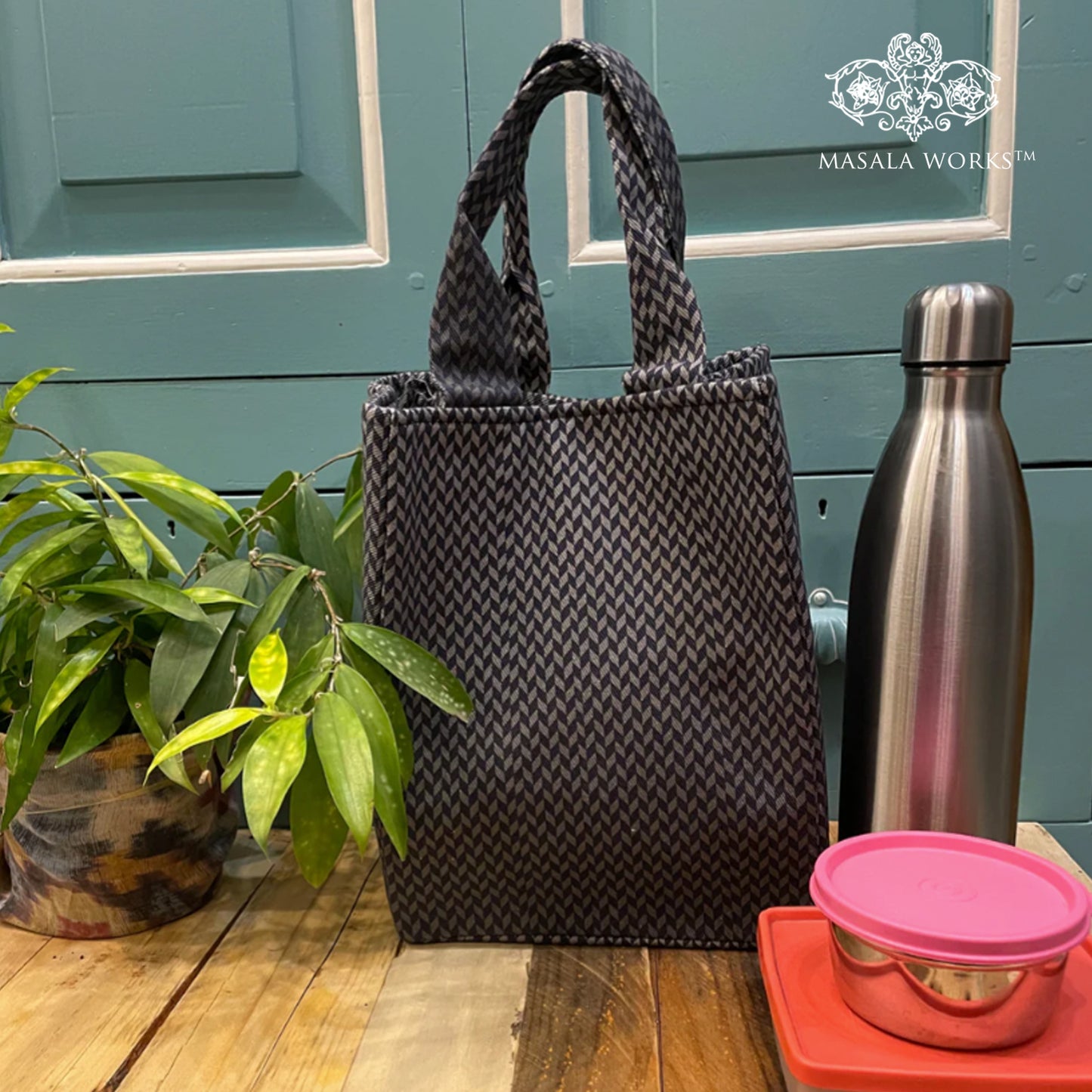 Monochrome Checks Lunch bag