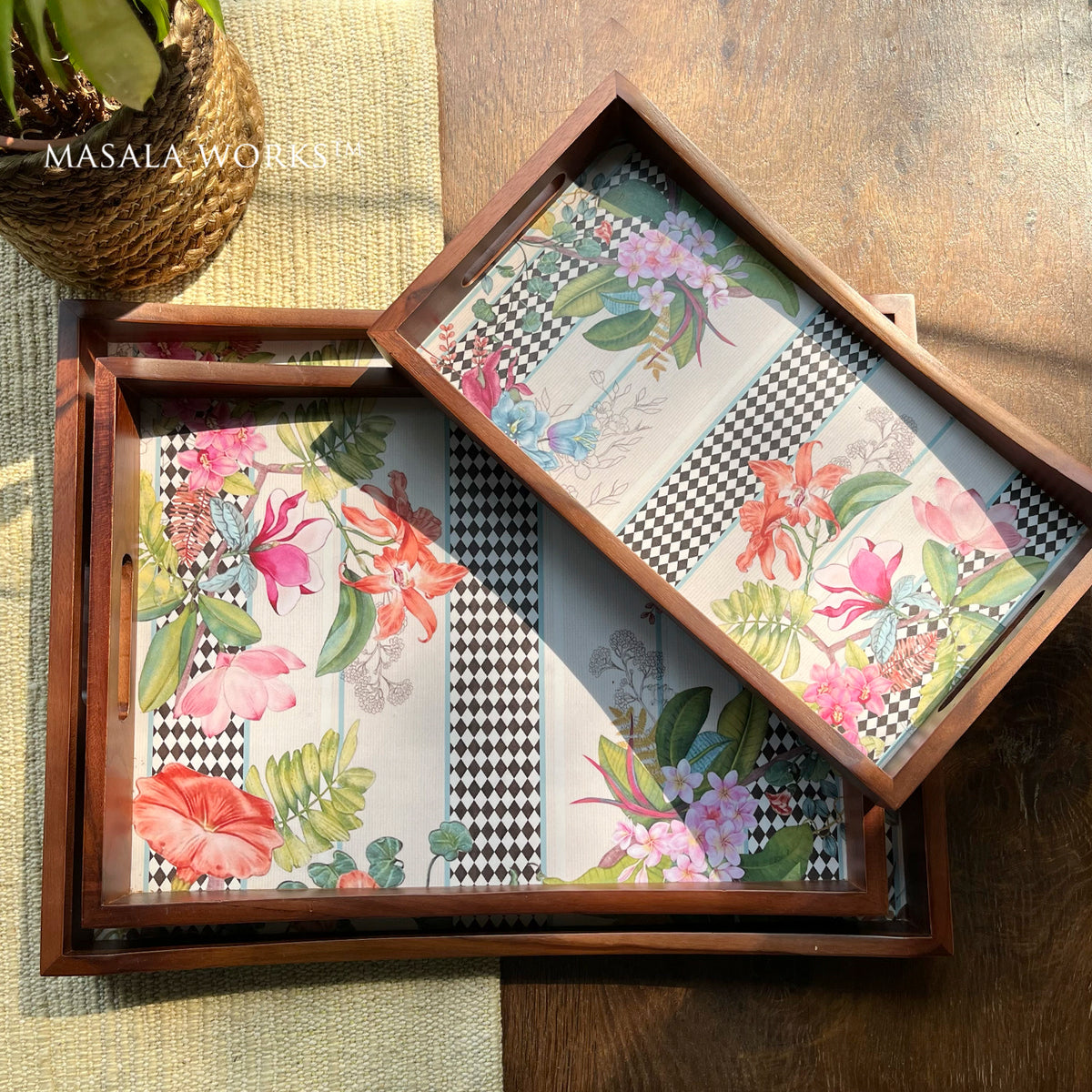 Monochrome Meadow Tray Set