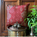 Ornate Mughal boota Rust Jaal  cushion cover