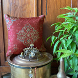 Ornate Mughal boota rust cushion  cover