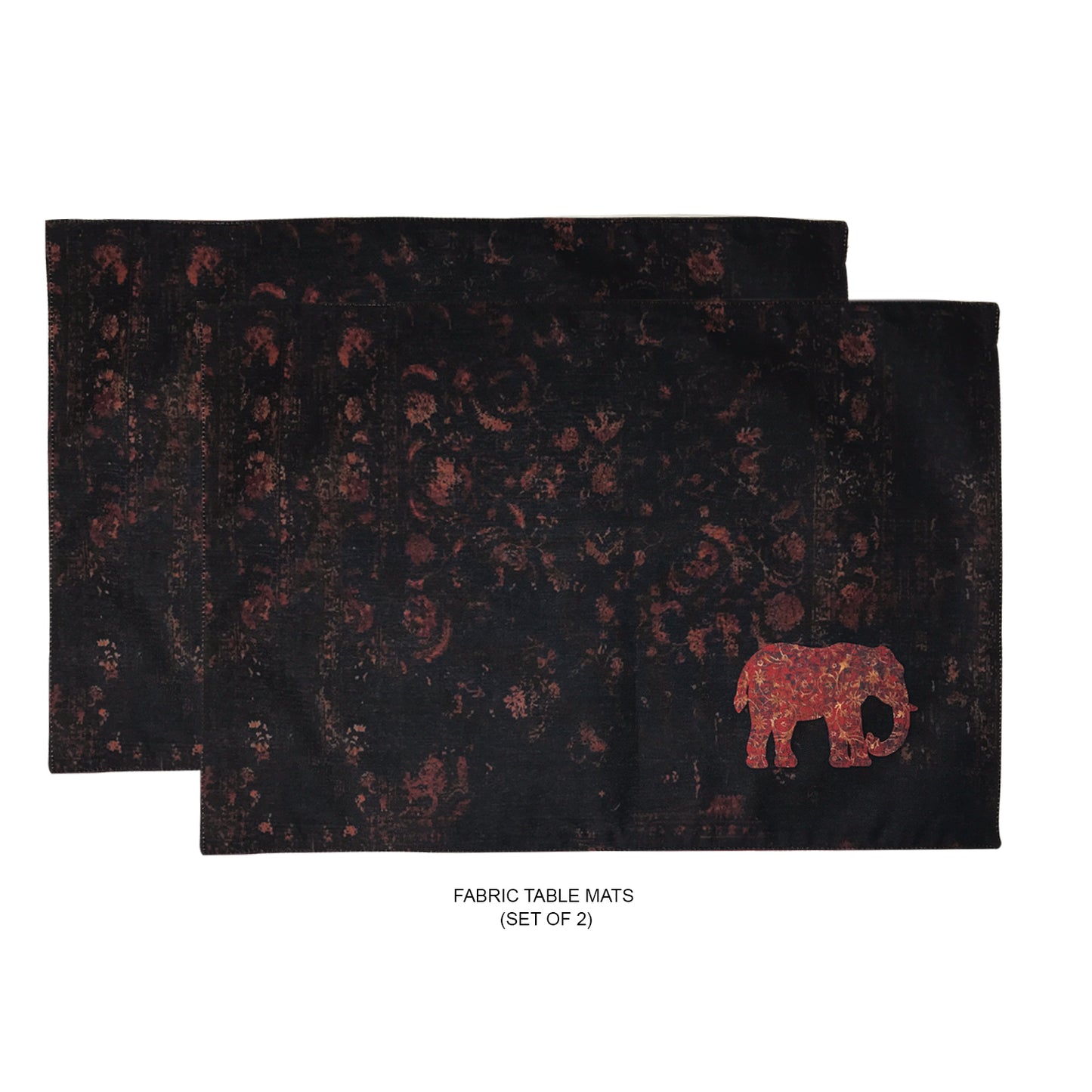 Ornate Elephant Fabric Table mats ( Set of 2 - 1 set in stock)