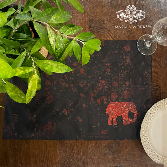 Ornate Elephant Fabric Table mats ( Set of 2 - 1 set in stock)