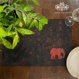 Ornate Elephant Fabric Table mats ( 2pcs )