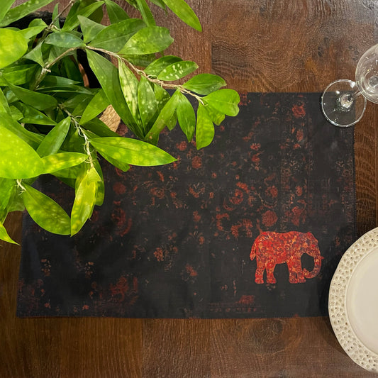 Ornate Elephant Fabric Table mats ( Set of 2 - 1 set in stock)