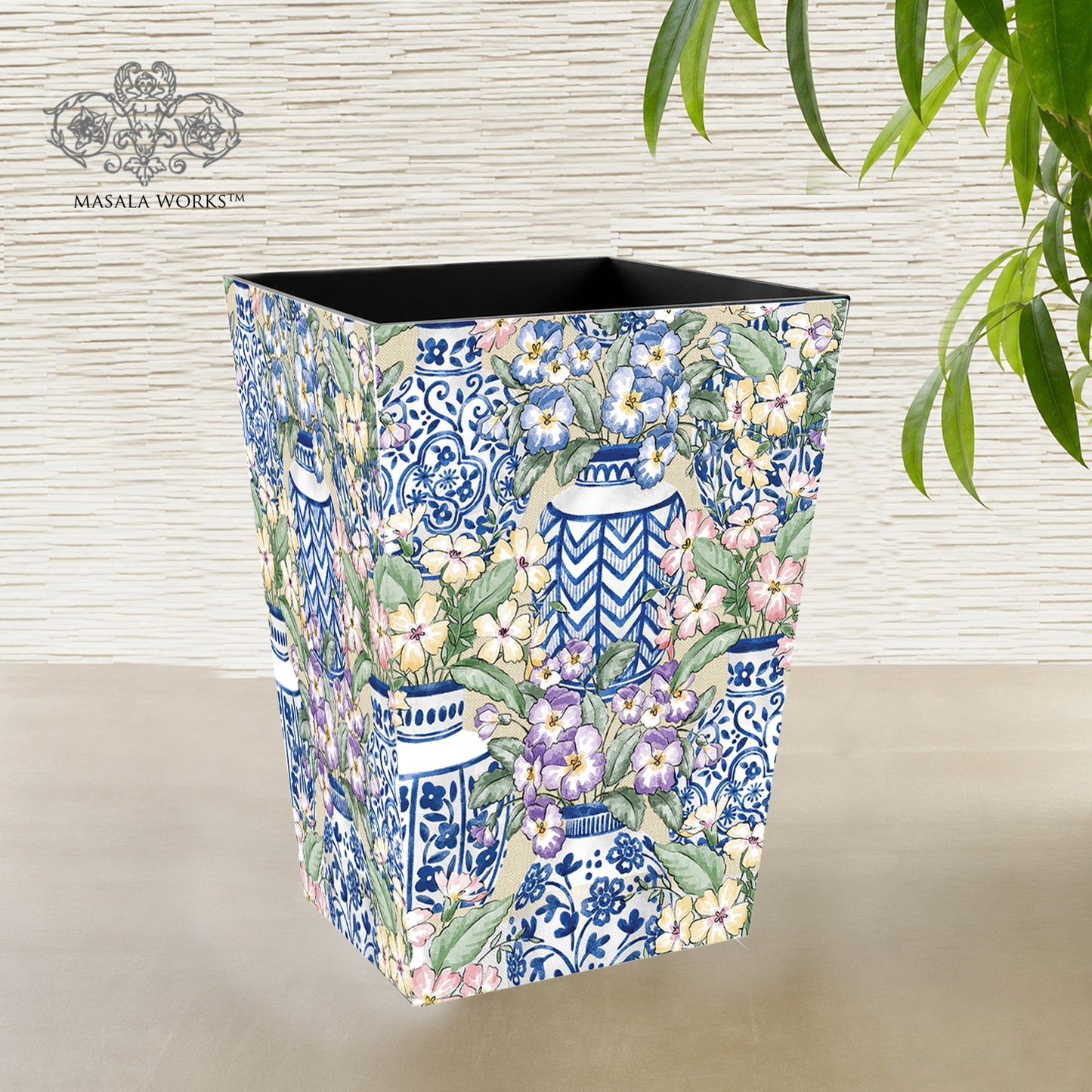 Blue Pottery Dustbin Small