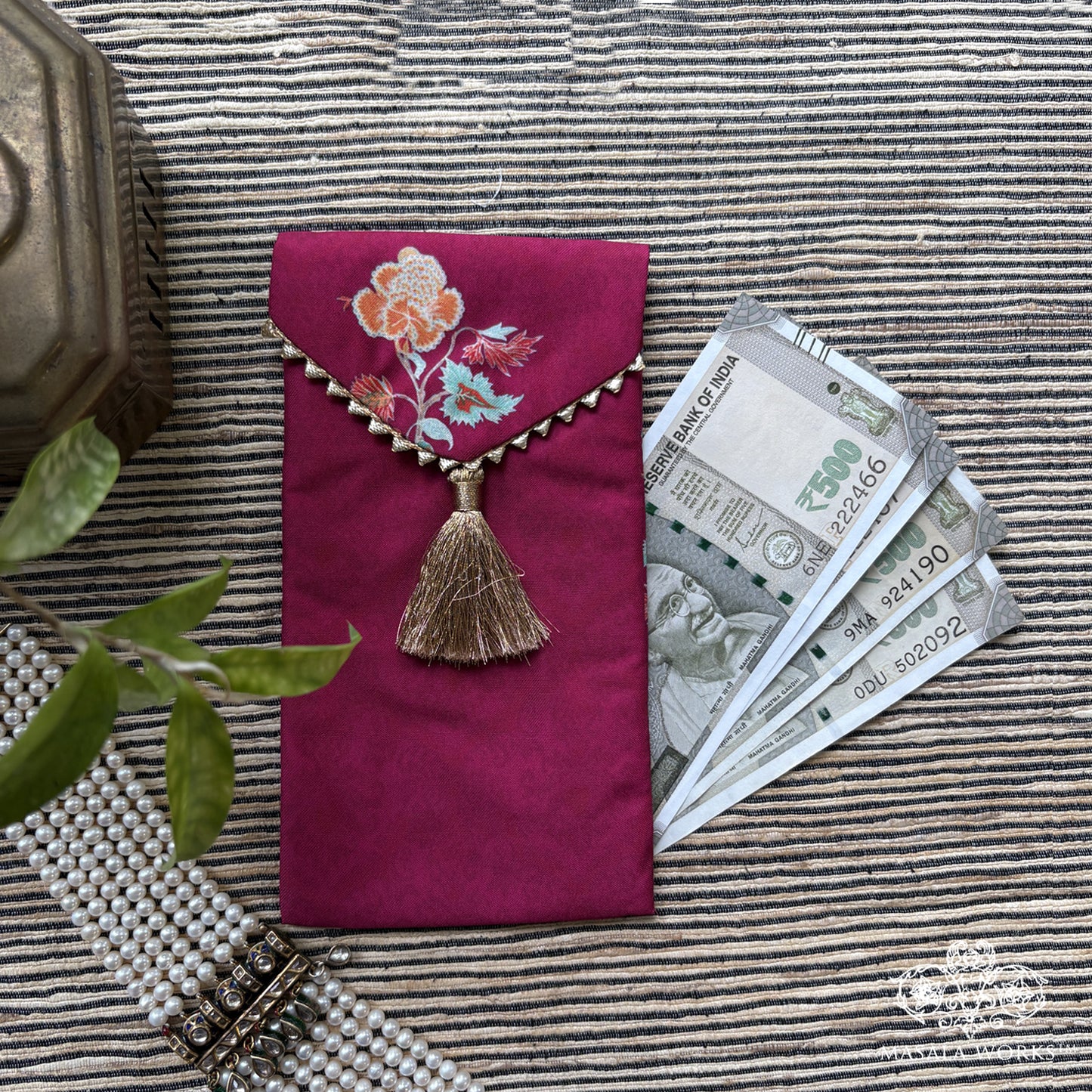Magenta Chintz Envelope - Small