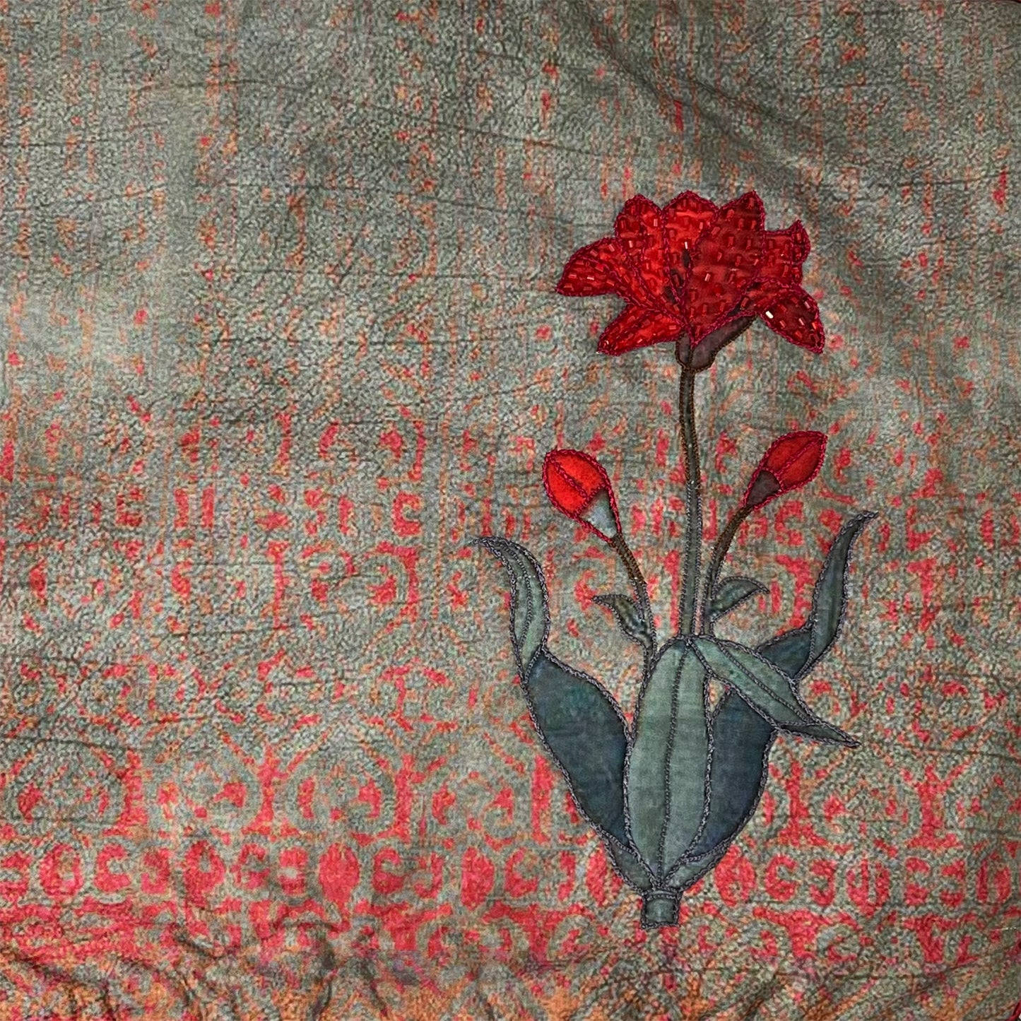 Tulip Opulence Embroidered Cushion Cover Long