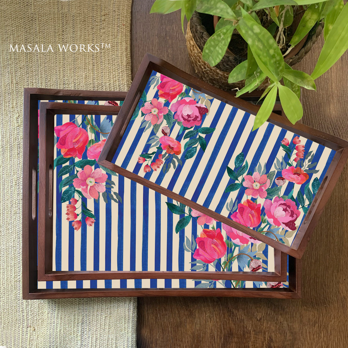 Stripes & Petal Tray Set