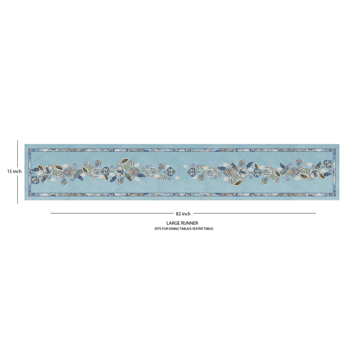 Azure Foliage Cotton Table Runner