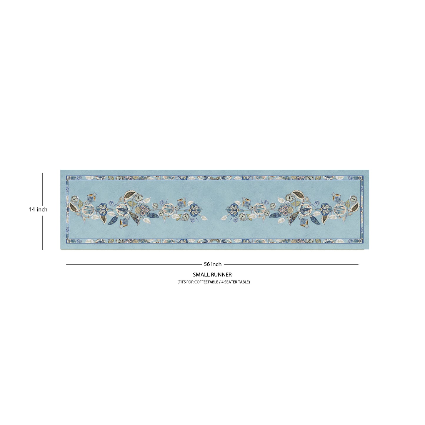 Azure Foliage Cotton Table Runner