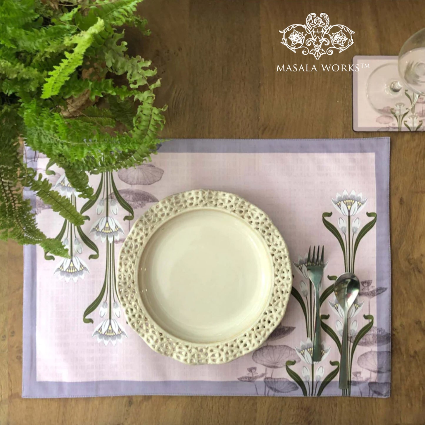 Art Nouveau Pink Fabric Table mats (1 set - 2 pcs in stock)