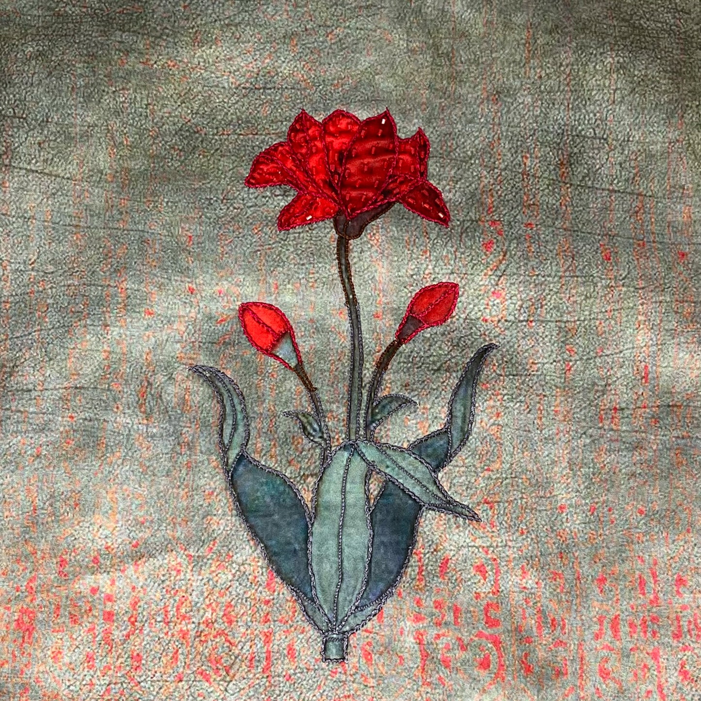 Tulip Opulence Embroidered Cushion Cover