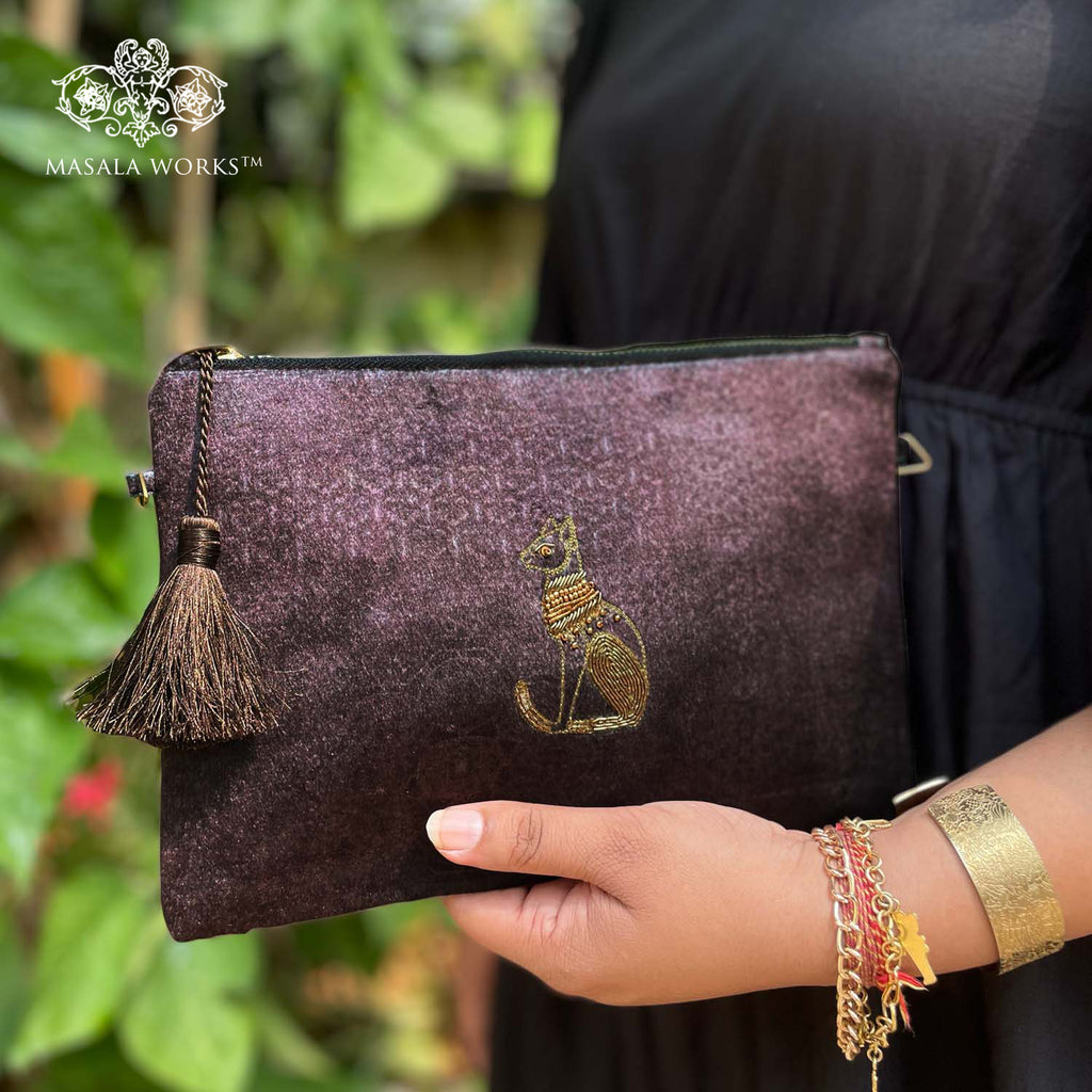 Ornate Cat Party Clutch Sling Bag MASALA WORKS